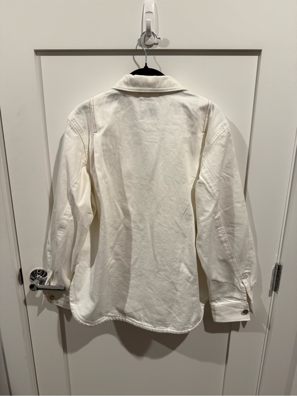 Gap x Victoria Beckham Denim Zip Shirt in White, size M - Picture 8 of 8
